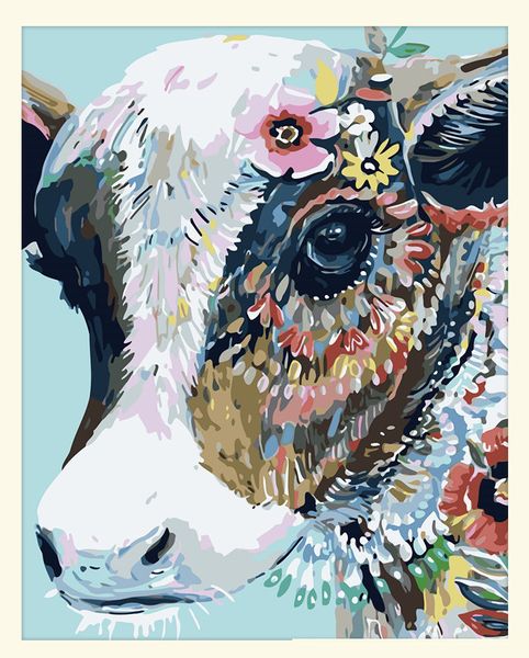 Canvas Art: Abstract Mosaic Art - Cow Canvas Only