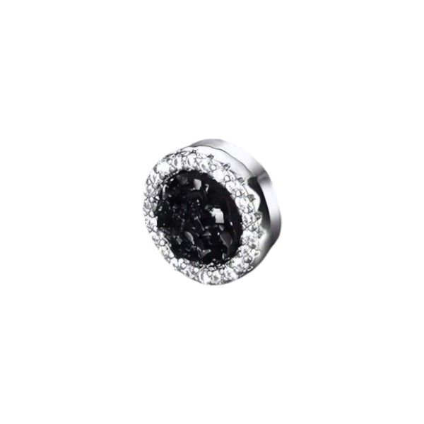 Rhinestone Magnetic Earring - Black/Silver - 1 Piece