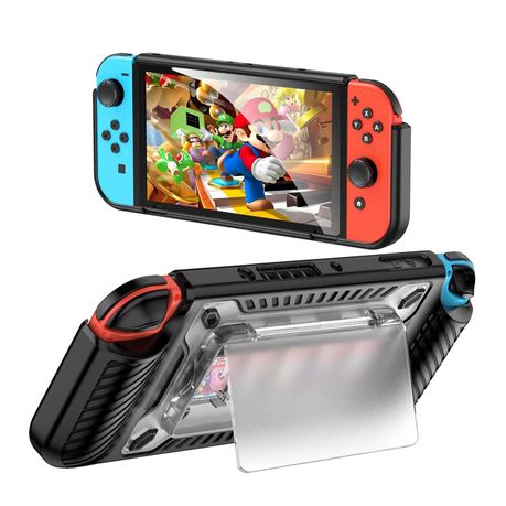 Anti-Drop Protective Case & Screen Protector for Nintendo SwitchOLED-Black Image