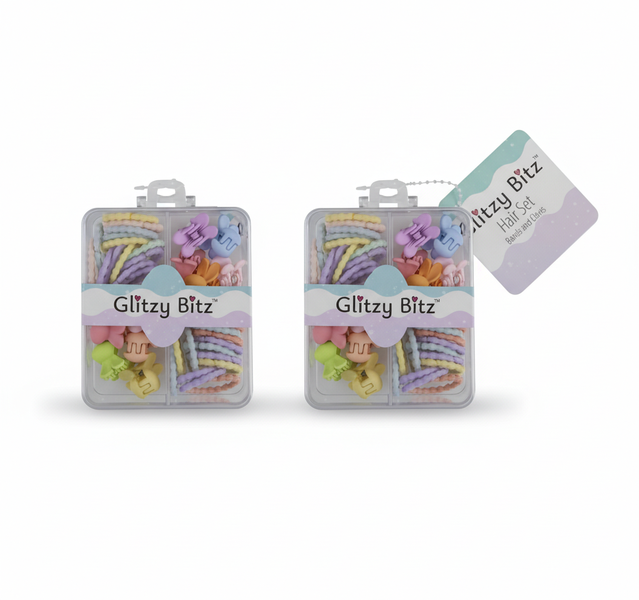 40 Piece Hair Band and Claw Clip Set - Assorted Colours and Styles - 2 Pack