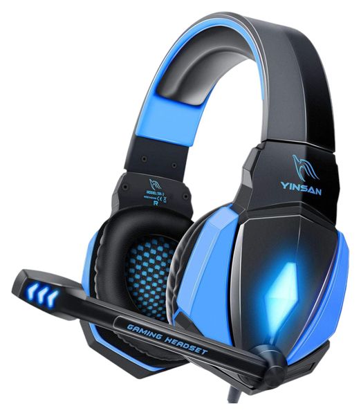 YINSAN - TM-3 - Wired Gaming Headset With Microphone &amp; Volume Control- Blue