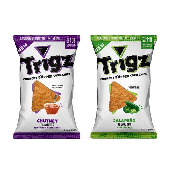 Trigz Crunchy Popped Corn Chips - Chutney &amp; Jalapeno (6 x 85g)