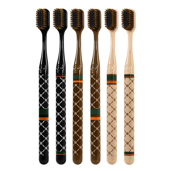Premium Ultra-Fine Medium Bristle Toothbrush Set (6-Pack) - Classic Pattern