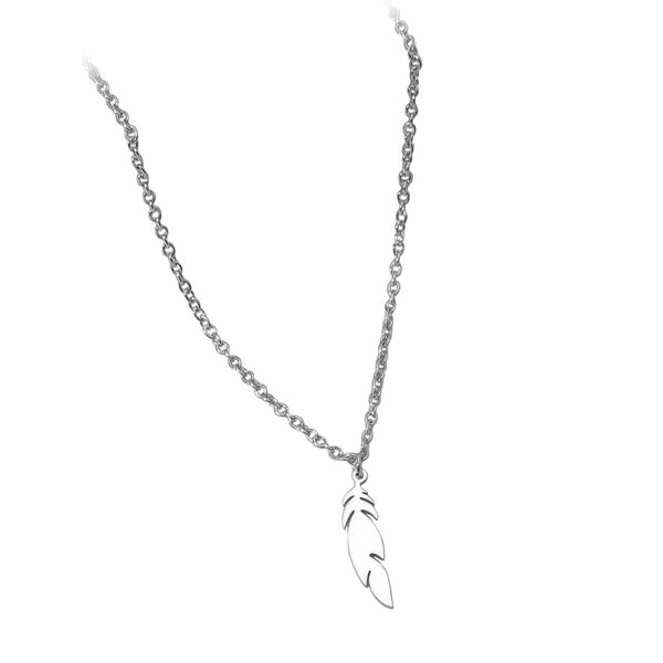 Men's Feather Charm Necklace - Silver