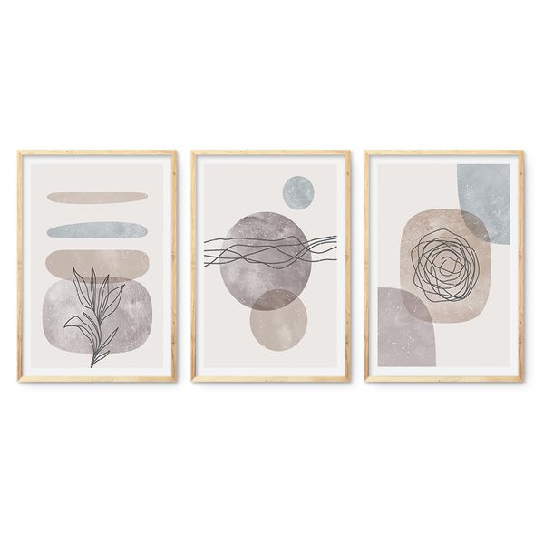 Cape Art Framed Canvas 3 Piece 35x50cm Abstract Minimalist