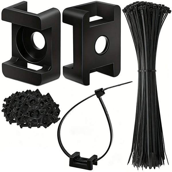 200Pcs Cable Tie Mount Kit | 100 Bases + 100 Zip Ties for Home &amp; Car Wiring