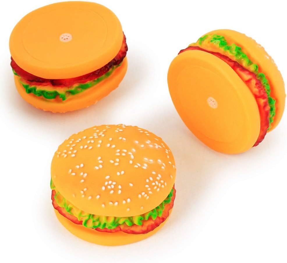 Funny Realistic Hamburger Chewy Squeaky Toy Set of 3 | Buy Online in ...