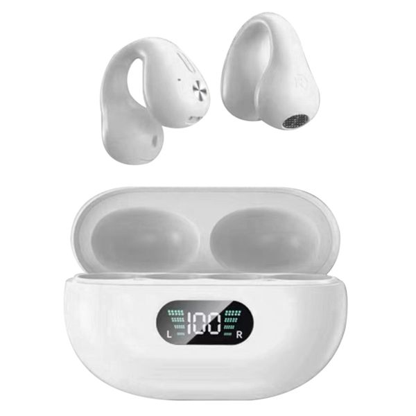 Bluetooth Earbuds Bone Conduction Open Ear Intelligent Digital DisplayWhite