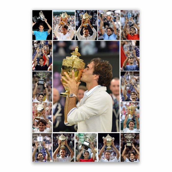 Federer Trophies Collage Poster - A1
