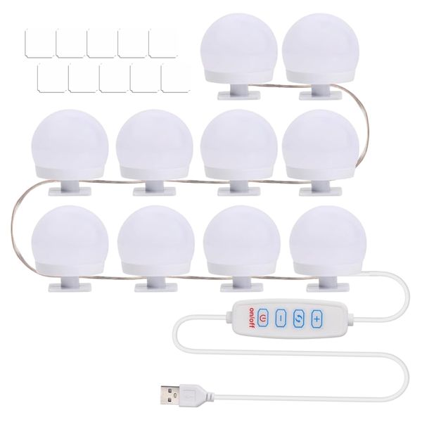 Hollywood Style Mirror LED Lights - 10 Bulbs, USB Powered, 3 Light Modes