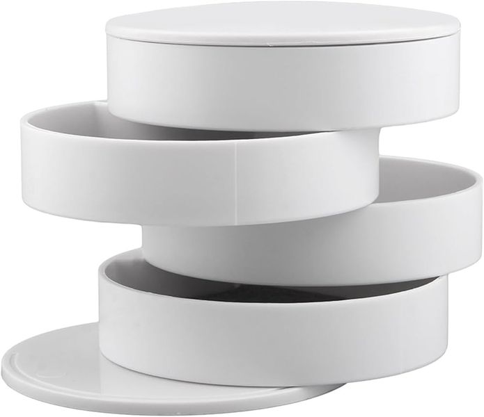 Modern Rotating Plastic Jewelry Box - White