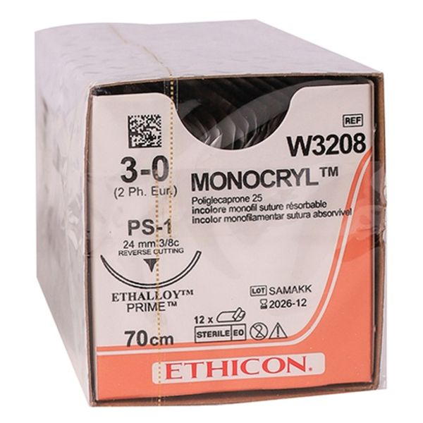 Sutures Monocryl 24mm 3-0 Rc W3208 12's