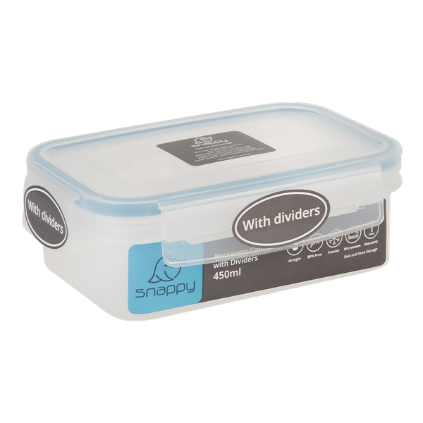 Snappy - Rectangular Food Storage Container With Dividers - 450ml