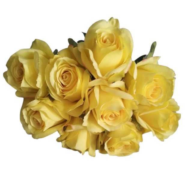 9 Heads Rose Artificial Flowers Yellow Shop Today. Get it Tomorrow