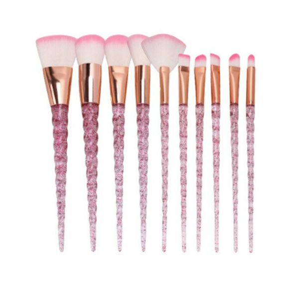 10 Piece Unicorn Professional Makeup Brushes Set Long Handle Cosmetic Beauty