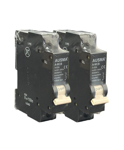 2 x Ausma Mini Rail Circuit Breakers - 1P 63A