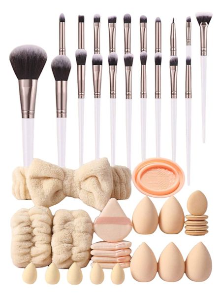 44 Piece Makeup Brush Set With Beauty Sponges &amp; Plush Headband - Multicolor