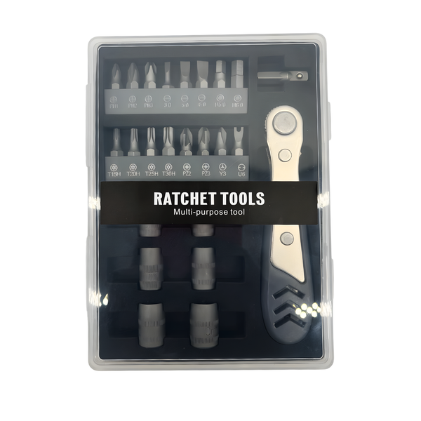 AICOM -Mini Ratchet Screwdriver Set Carbon Steel Magnetic Repair Kit -24Pcs