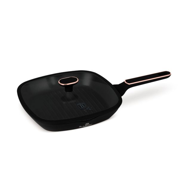 Berlinger Haus 28cm Titan Pro Coating Grill Pan with Lid - Black Rose