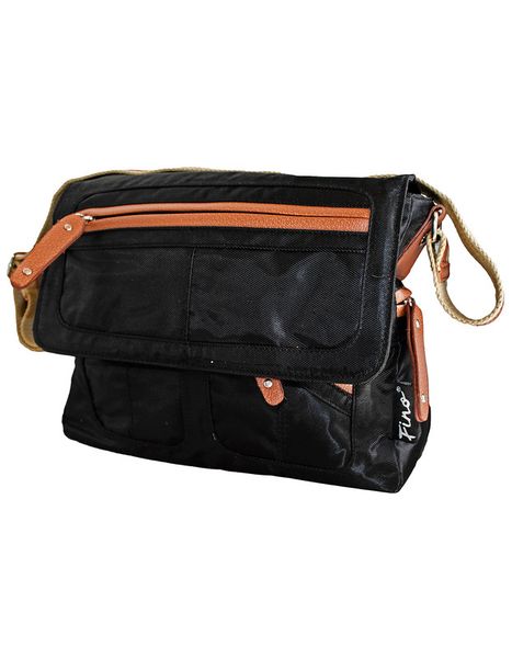 Fino SK-1001 Nylon Messenger Satchel Bag - Black