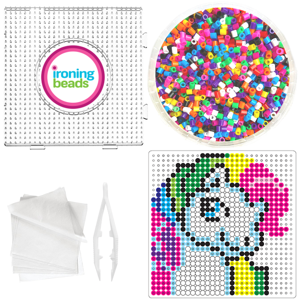 Ironing Beads - Rainbow Unicorn - 1 Large Peg/1 Card Bucket Kit