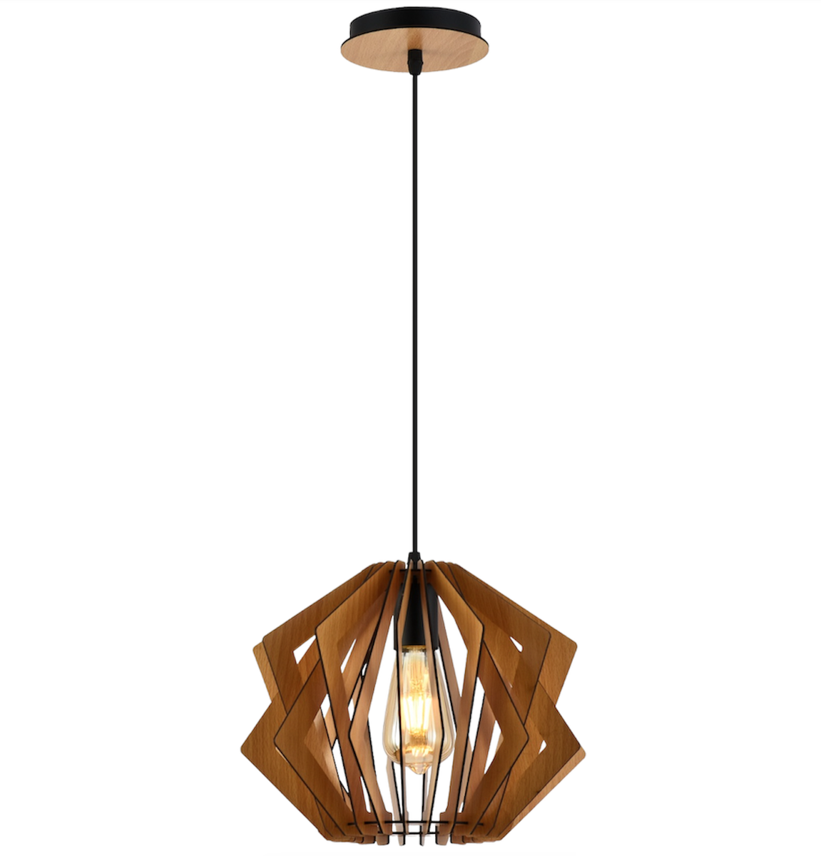 Geometric Wooden Pendant Light