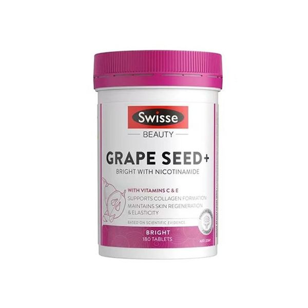 Swisse Grape Seed + Vitamin C &amp; E, Bright With Nicotinamide -180 Tablets