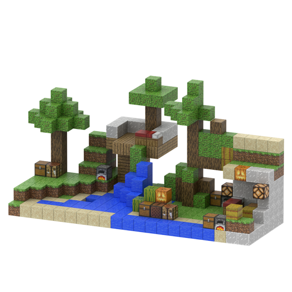 400 Piece Build Mine Magnet World Pixel Cube Blocks - Jungle Beach