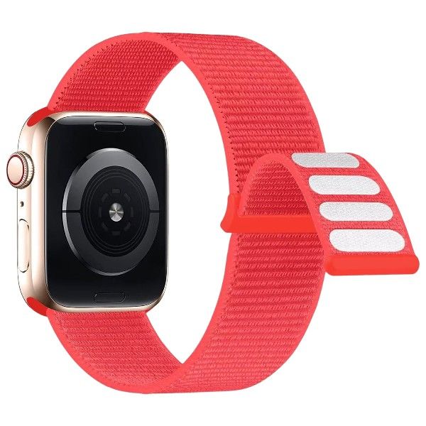 Nylon Stretch Apple Watch Strap With Adjustable Velcro Clasp - Crimson Pink