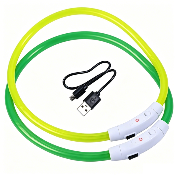 LED Dog Collar 2 Piece, Cuttable Light Up Safety Collars for Night Walking