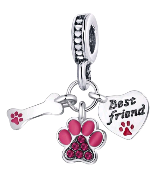 Dog "Best friend " ,Paw and Bone Charm for Pet Lovers