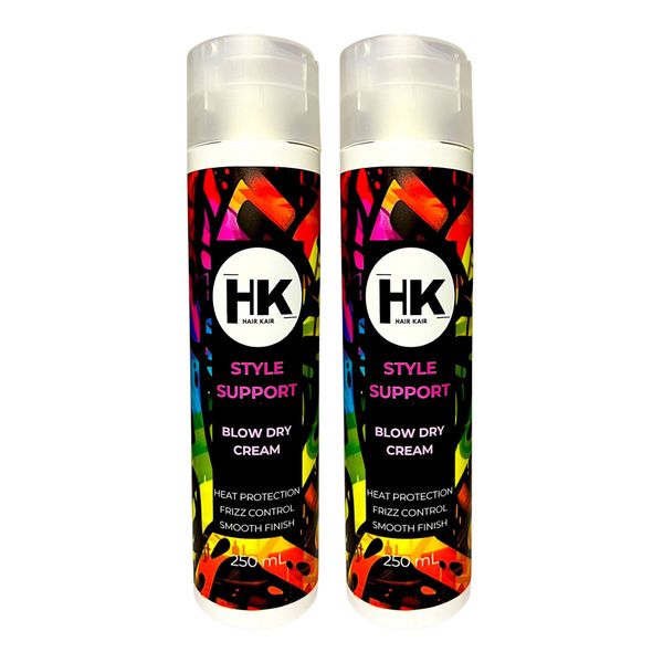 HK Style Support Blow Dry Cream 2-Pack 250ml - Heat Protection &amp; Smoothness