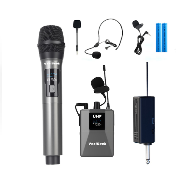 Wireless Microphone Dual Handheld Lavalier Mic for Church Karaoke &amp; Stage