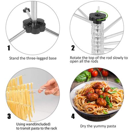 Pasta Drying Rack with 16 Suspension Rods Wooden Collapsible