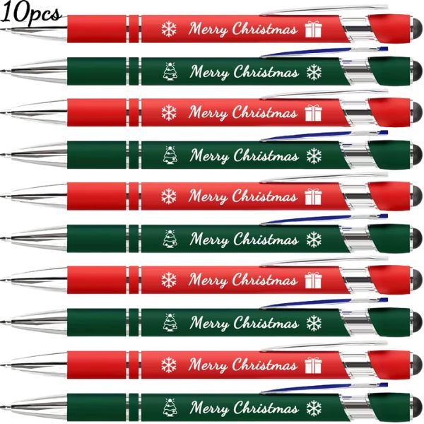 10 Elegant Ballpoint Pens -Christmas Stationery with Merry Christmas Text