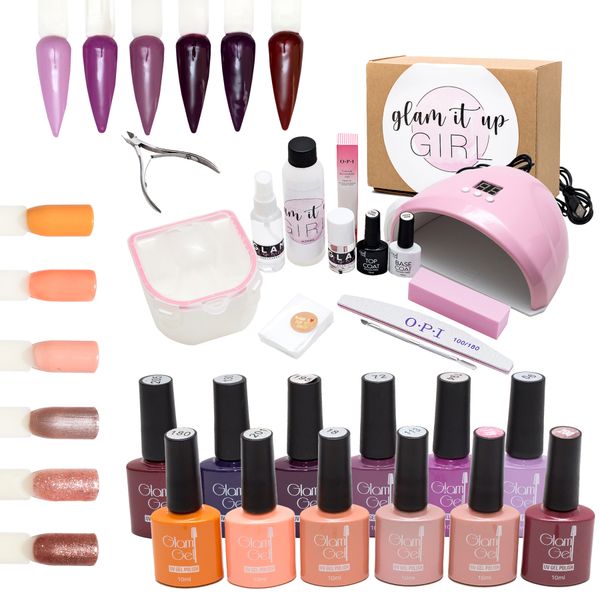 High Quality UV Glam Gel Starter &amp; Soak-Off Bowl 25 Pc Kit -Pink Lamp