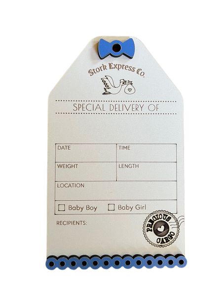 Birth Plaque statistics Card - baby announcement /arrival keepsake gift tag