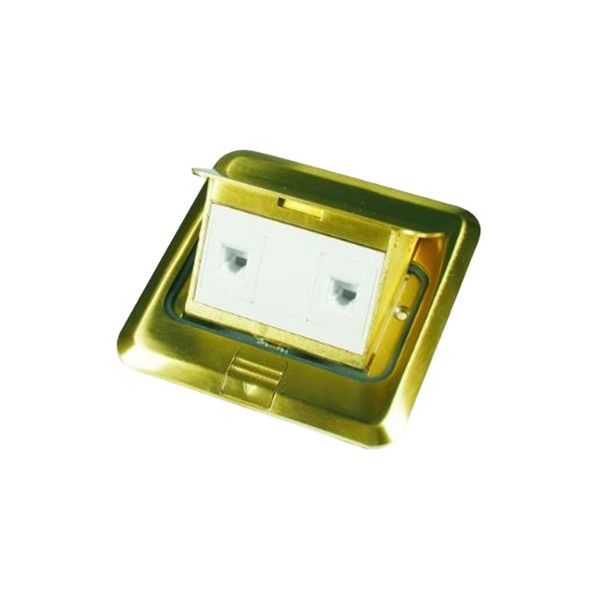 Brass Floor Mount 2 X Telephone Socket Outlet RJ12