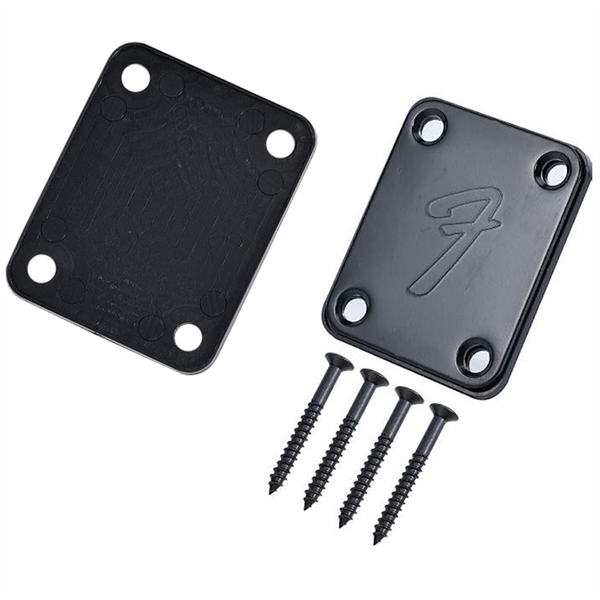70S 4-Bolt Guitar Neck Plate Neckplate with Screws (Black)