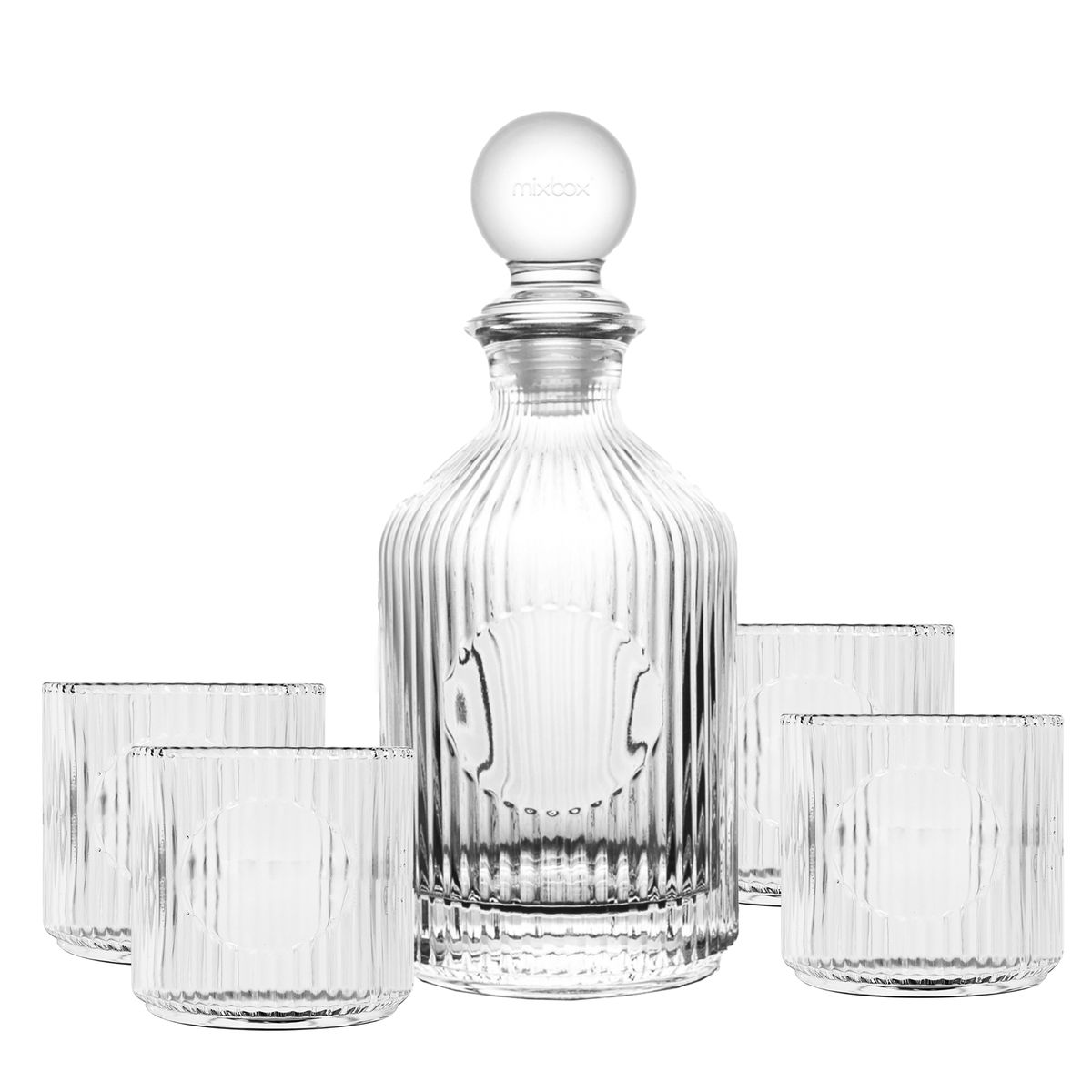 Mix Box Whiskey Decanter with 4 Glasses,500ml