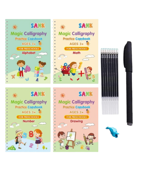 Sank Magic Reusable Copybooks for Kids- Plus 8 Refill Calligraphy Pens