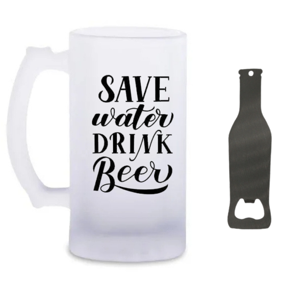 Drink Beer Glass and Bottle Opener