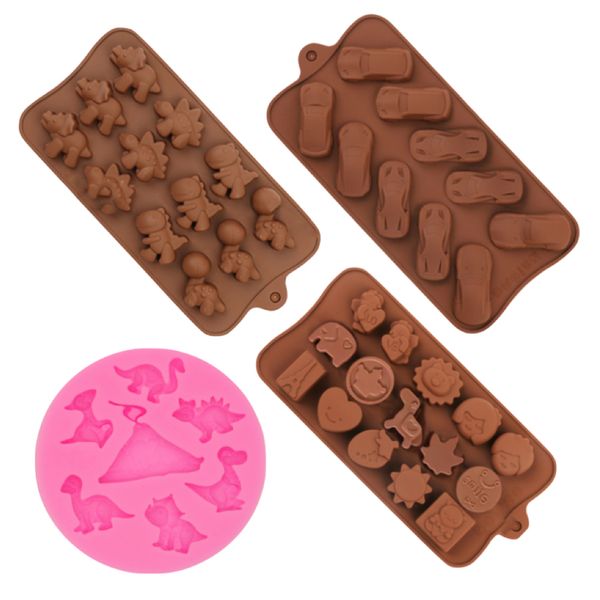 Kitchen Chocolate Silicone Shaping Mold Dinosaur - Set of 4