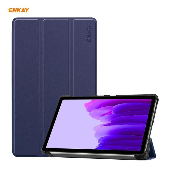 BasicX Galaxy Tab A7 Lite Case - PU Leather Tri-Fold Stand Cover, Dark Blue