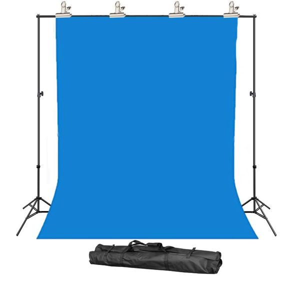 3M X 2M Photography Blue Backdrop Screen &amp; Support Stand