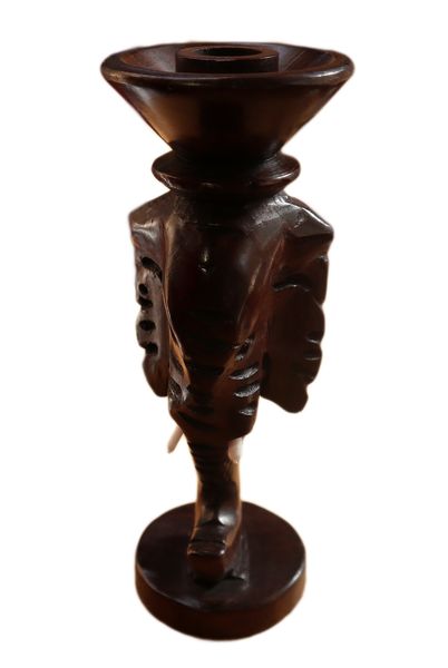 Wooden Elephant Candle Stick Holder