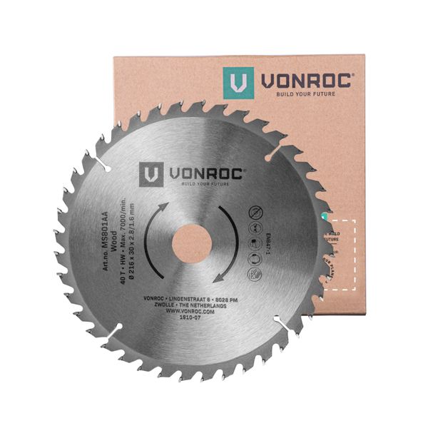 VONROC Saw Blade for Mitre Saw - 216 x 30mm - 40T
