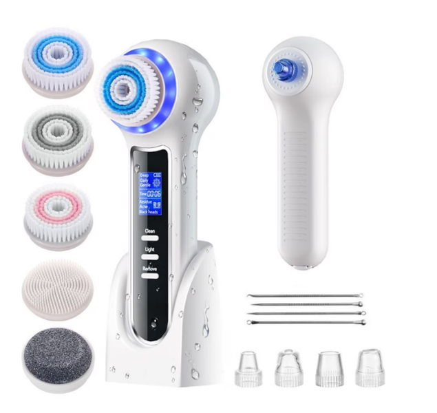 Five-in-One Electric Facial Cleansing Brush with Blackhead Removal Function