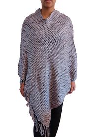 Cassie Dee Silver Knit Fringe Poncho | Shop Today. Get it Tomorrow ...