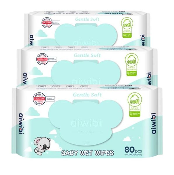 Aiwibi Gentle Soft Care Sensitive Baby Wet Wipes Tea Tree 80 Pcs (3pack)